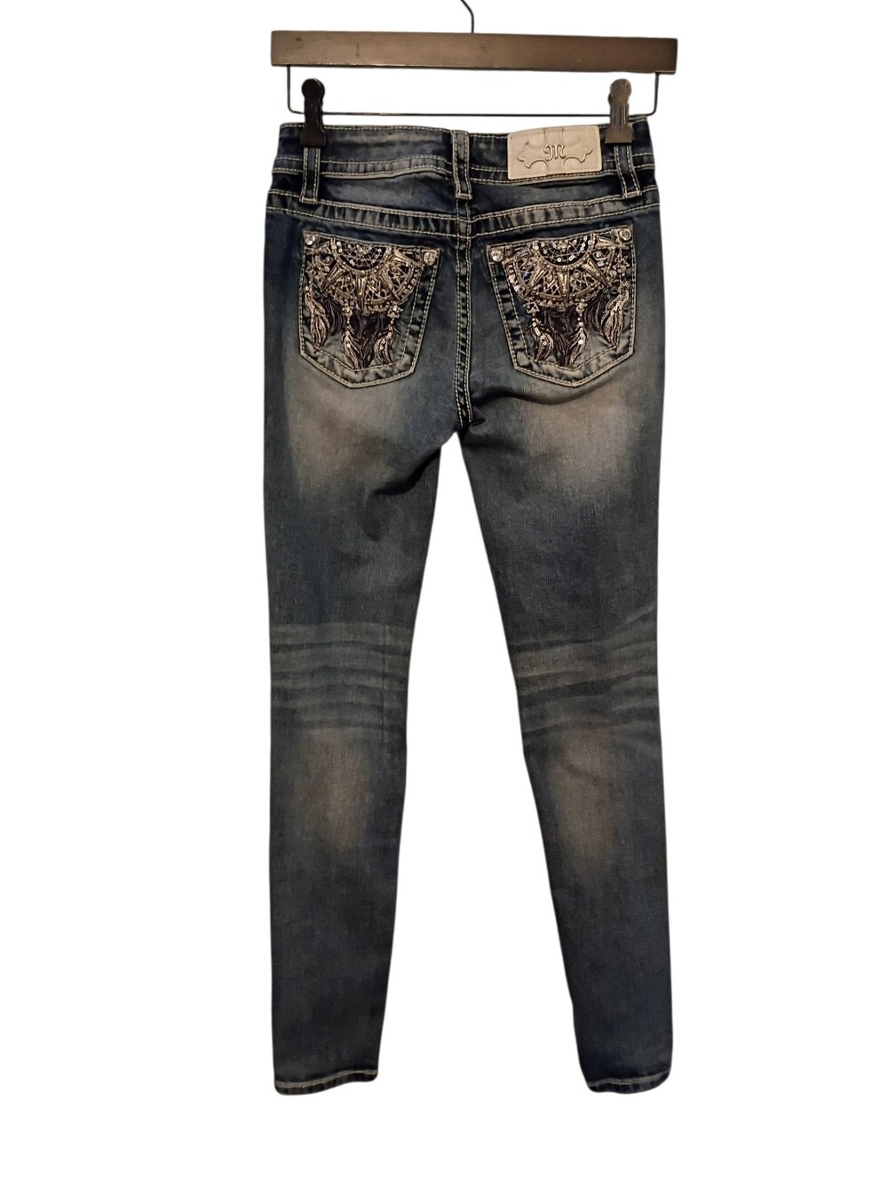 Miss Me Dreamcatcher Bling Embellished Pockets Denim Jeans Ladies Size 24